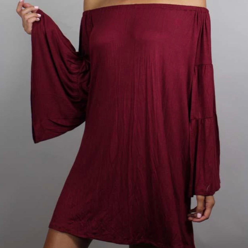 Wine colored off the shoulder